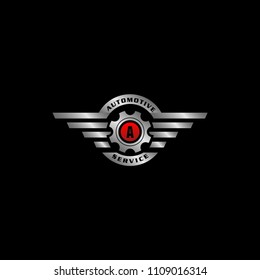 Auto Gear Silver A Letter Design Logo