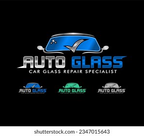 auto glass logo design template, repair, replacement of broken auto glass suitable for use in business logos, automotive business logos