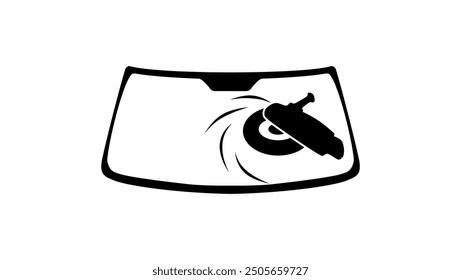 Auto glass polishing, Black Isolated Silhouette