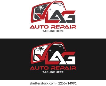 Auto glass repair car service logo Template