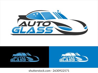 auto glass service logo emblem sticker badge vector illustration design template repair and replacement automotive business workshop