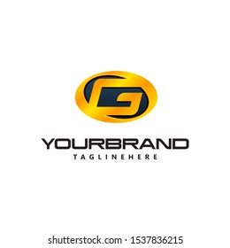 Auto Guard badge auto logo. Golden Letter G logo curved oval shape