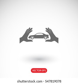 auto  in hands icon. One of set web icons
