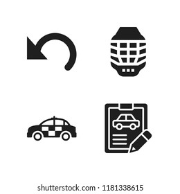 auto icon. 4 auto vector icons set. rotate, car repair and police car icons for web and design about auto theme