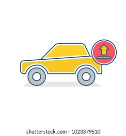 Auto icon. Car traffic transport upload sign. Vehicle icon. Vector illustration