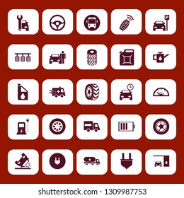 auto icon set with parking time, steering wheel and parked car vector illustration