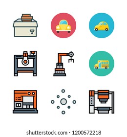auto icon set. vector set about school bus, hail, delivery and car icons set.