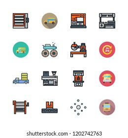 auto icon set. vector set about car repair, car, school bus and industrial robot icons set.