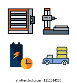 auto icon set. vector set about car, industrial robot and battery icons set.