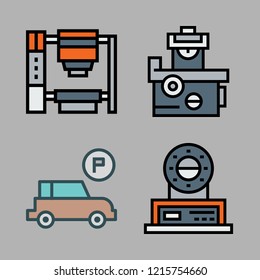 auto icon set. vector set about industrial robot and parking icons set.
