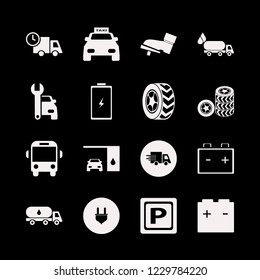 auto icon. auto vector icons set school bus, plug, car battery and taxi cab