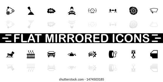 Auto icons - Black symbol on white background. Simple illustration. Flat Vector Icon. Mirror Reflection Shadow. Can be used in logo, web, mobile and UI UX project.