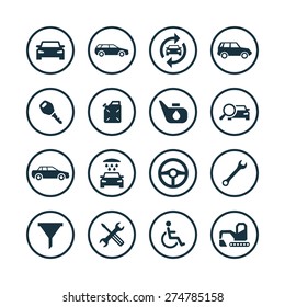 Auto icons. Flat icons