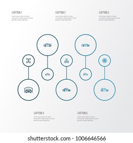 Auto icons line style set with sedan, carcass, car and other wheel  elements. Isolated vector illustration auto icons.