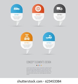 Auto Icons Set. Collection Of Car, Wheel, Van And Other Elements. Also Includes Symbols Such As Lorry, Wash, Van.