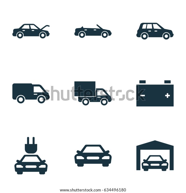 Auto Icons Set. Collection Of Convertible Model,\
Plug, Lorry And Other Elements. Also Includes Symbols Such As\
Crossover, Fixing, Truck.