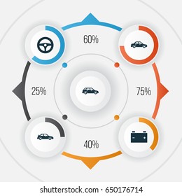 Auto Icons Set. Collection Of Drive Control, Crossover, Hatchback And Other Elements. Also Includes Symbols Such As Sedan, Wheel, Car.