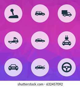 Auto Icons Set. Collection Of Fixing, Crossover, Car And Other Elements. Also Includes Symbols Such As Fixing, Sports, Electric.
