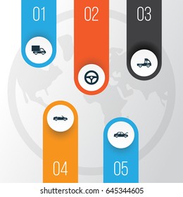 Auto Icons Set. Collection Of Fixing, Convertible Model, Van And Other Elements. Also Includes Symbols Such As Van, Wheel, Control.