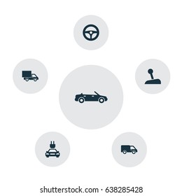 Auto Icons Set. Collection Of Plug, Truck, Lorry And Other Elements. Also Includes Symbols Such As Cabriolet, Plug, Car.