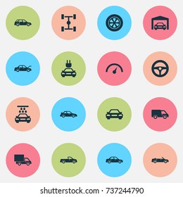 Auto Icons Set. Collection Of Plug, Fixing, Drive Control And Other Elements. Also Includes Symbols Such As Truck, Control, Hatchback.