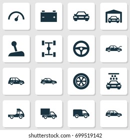 Auto Icons Set. Collection Of Repairing, Van And Other Elements. Also Includes Symbols Such As Lever, Gear, Auto.
