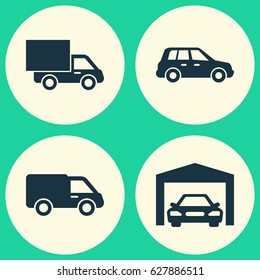 Auto Icons Set. Collection Of Truck, Car, Lorry And Other Elements. Also Includes Symbols Such As Garage, Repairing, Automobile.