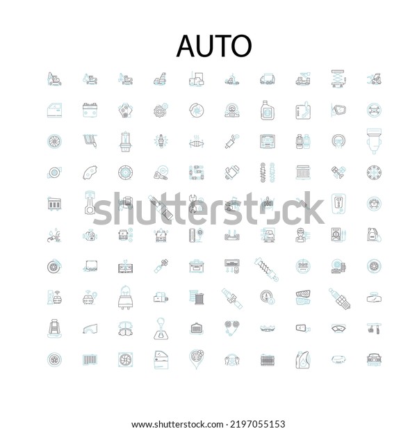 auto icons, signs, outline symbols, concept\
linear illustration line\
collection