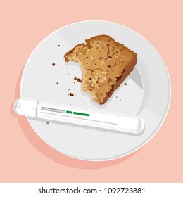 Auto injector with cake on plate