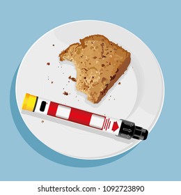 Auto Injector With Cake On Plate