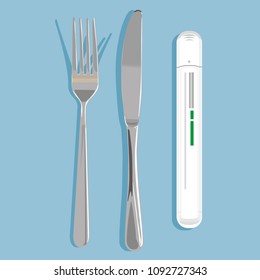 Auto injector with knife and fork