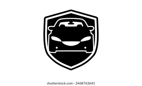 Auto insurance emblem, black isolated silhouette