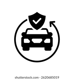 Ilustração de vetor de glifo de ícone de seguro automático