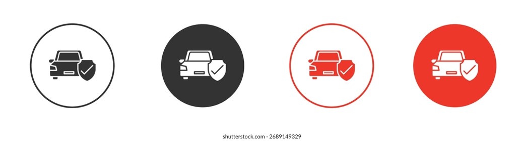 Icono de seguro de auto Logos. Plantilla de diseño de icono de Vector plano
