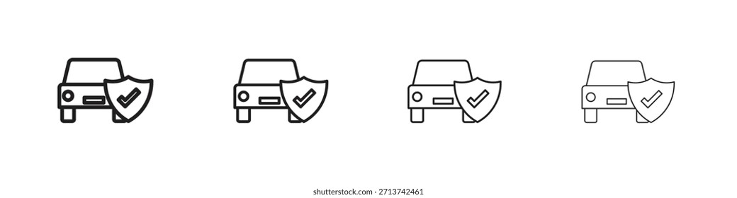 Icono de seguro de auto. Vector de pictogramas aislados.