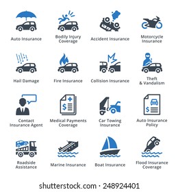 Auto Insurance Icons - Blue Series