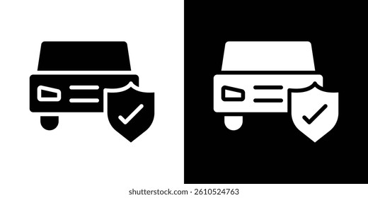 Auto insurance icons vector set in solid flat style