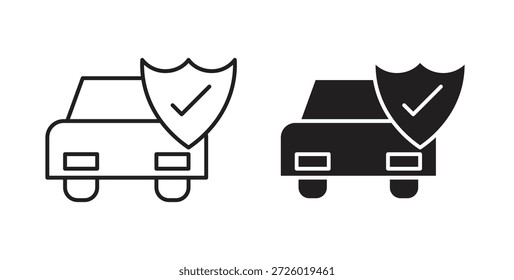 Símbolo de Vector de iconos de seguro automático con trazo editable y versiones planas