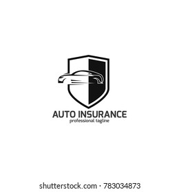Auto Insurance Logo Design Template. Car with shield illustration template.