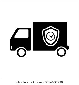 Auto Insurance, Truck, Vehicle Icon. Black Vector Graphics.