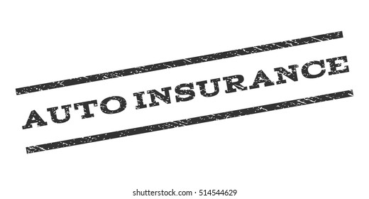 Auto Insurance watermark stamp. Text tag between parallel lines with grunge design style. Rubber seal stamp with scratched texture. Vector gray color ink imprint on a white background.