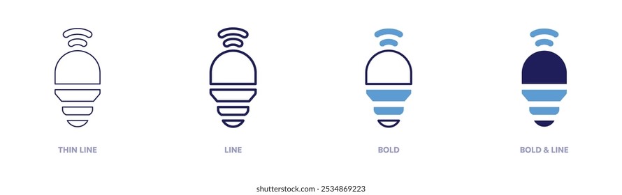 Auto lightbulb icon in 4 different styles. Thin Line, Line, Bold, and Bold Line. Duotone style. Editable stroke.