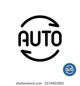 Auto line icon. Automatic mechanism function mode symbol. Automatization of device functions information sign. Adjustable stroke.