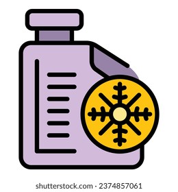 Vector de contorno de icono líquido automático. Temperatura fluida. Color plano del motor anticongelante