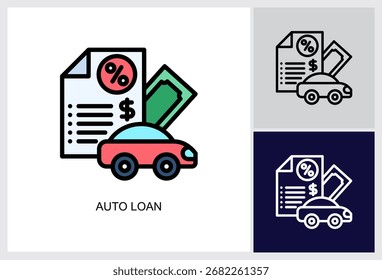 Auto-Kredit-Symbol Multi-Style-Vektorgrafik