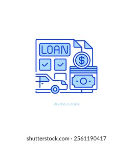 Auto Loan Line Icon. linear style sign for mobile concept and web design. Outline vector icon.