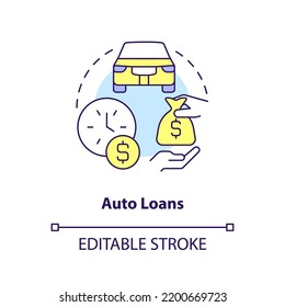 Symbol für automatische Darlehen Persönliches Bankprodukt für Kunden. Finanzielle Unterstützung abstrakte Idee dünne Linie Illustration. Einzeln Umrisszeichnung. Bearbeitbarer Strich. Arial, Myriad Pro Fett Schriftarten verwendet