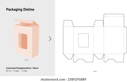 Auto Lock Bottom Box Design with Window Display Dieline