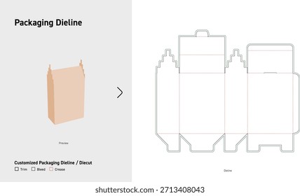 Auto Lock Bottom Packaging Dieline Template