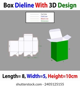 Auto Lock Box 4x8x10cm Dieline Template With 3d DesignEditable Vector File